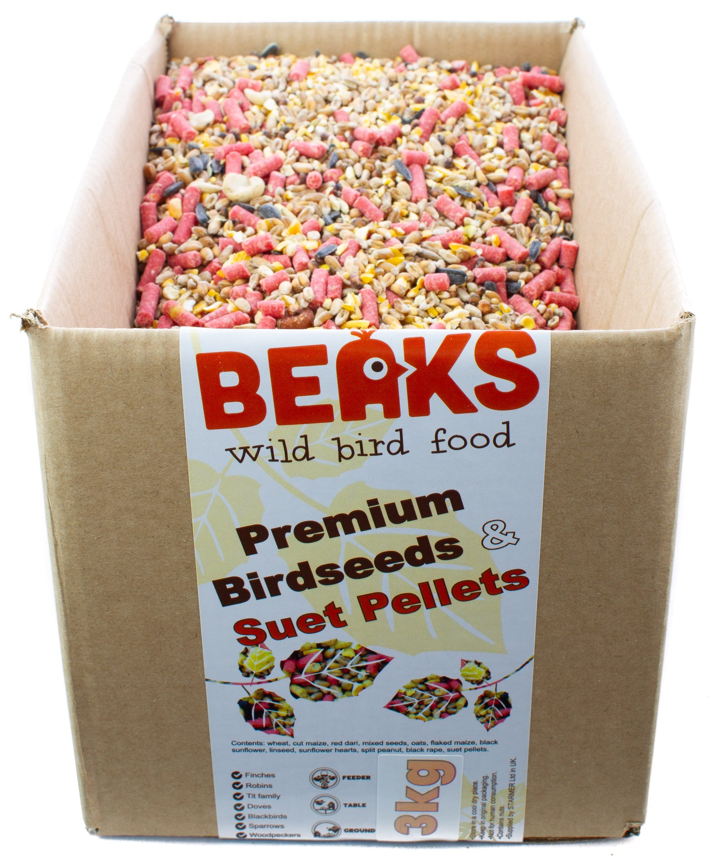 3kg suet feed pellets plus suet & seeds mixed birdseed