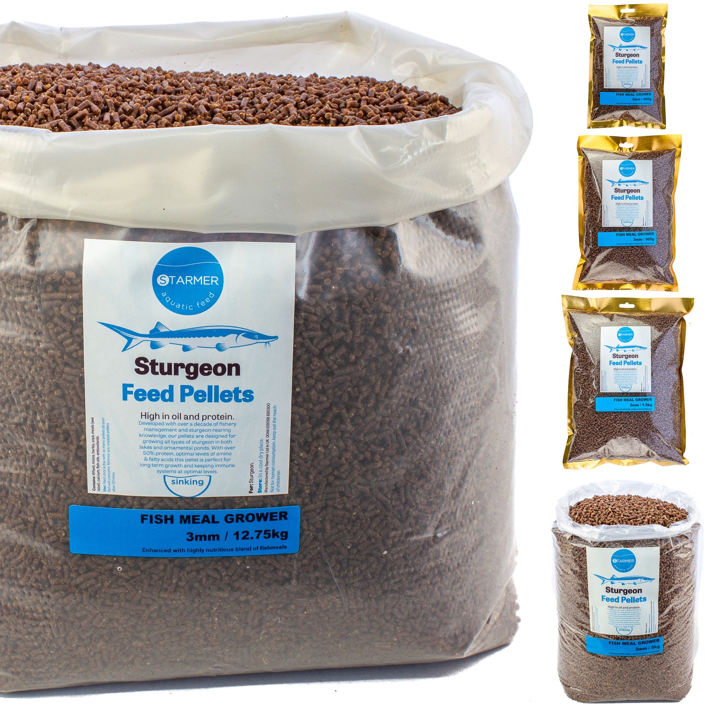 3mm FISHMEAL GROWER sturgeon pellets