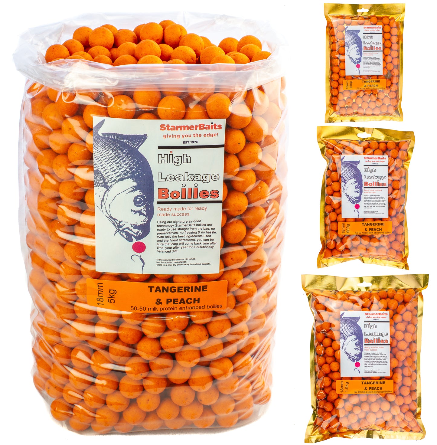 Tangerine peach boilies 18mm