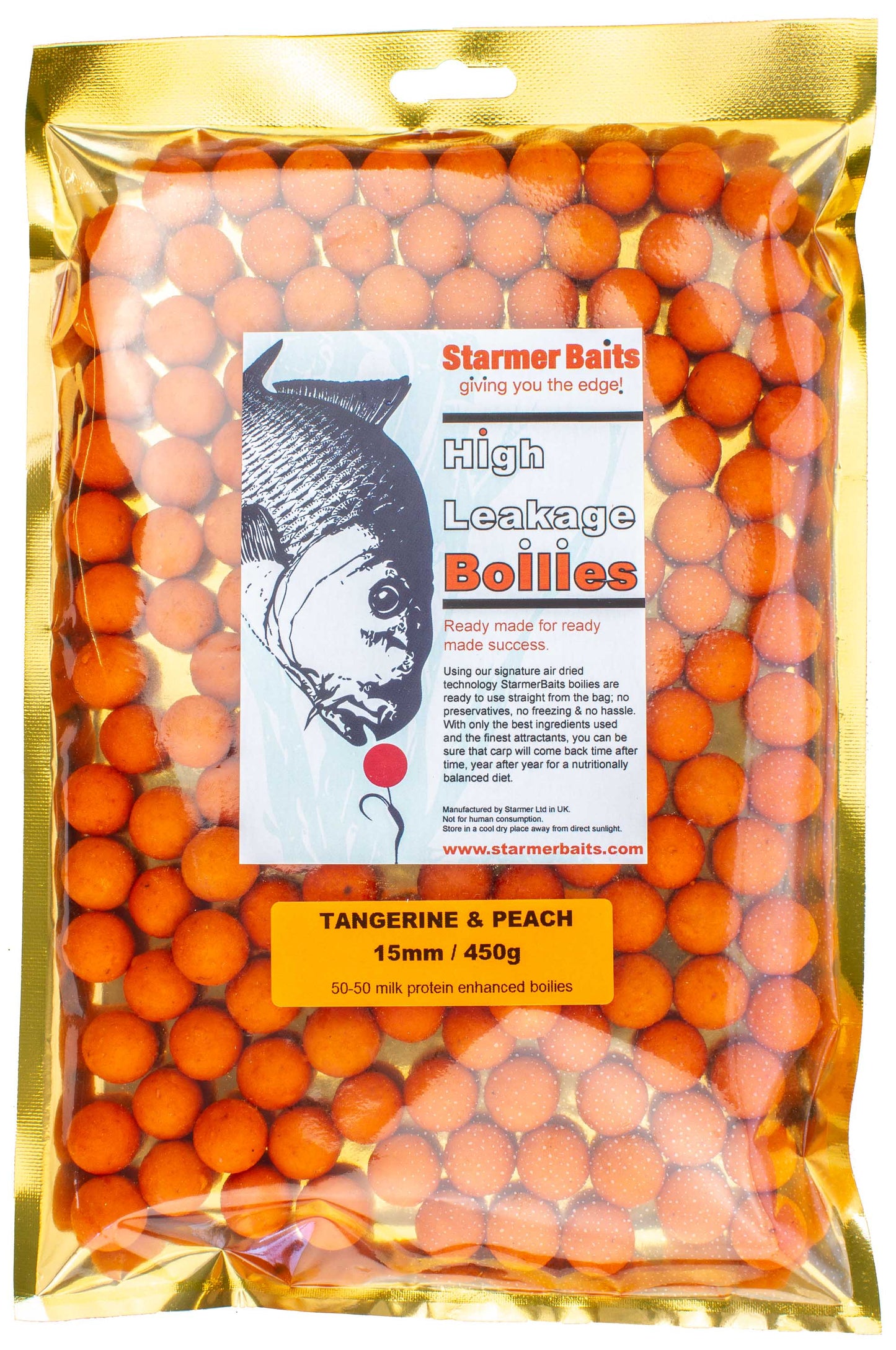 Tangerine & peach boilies 15mm