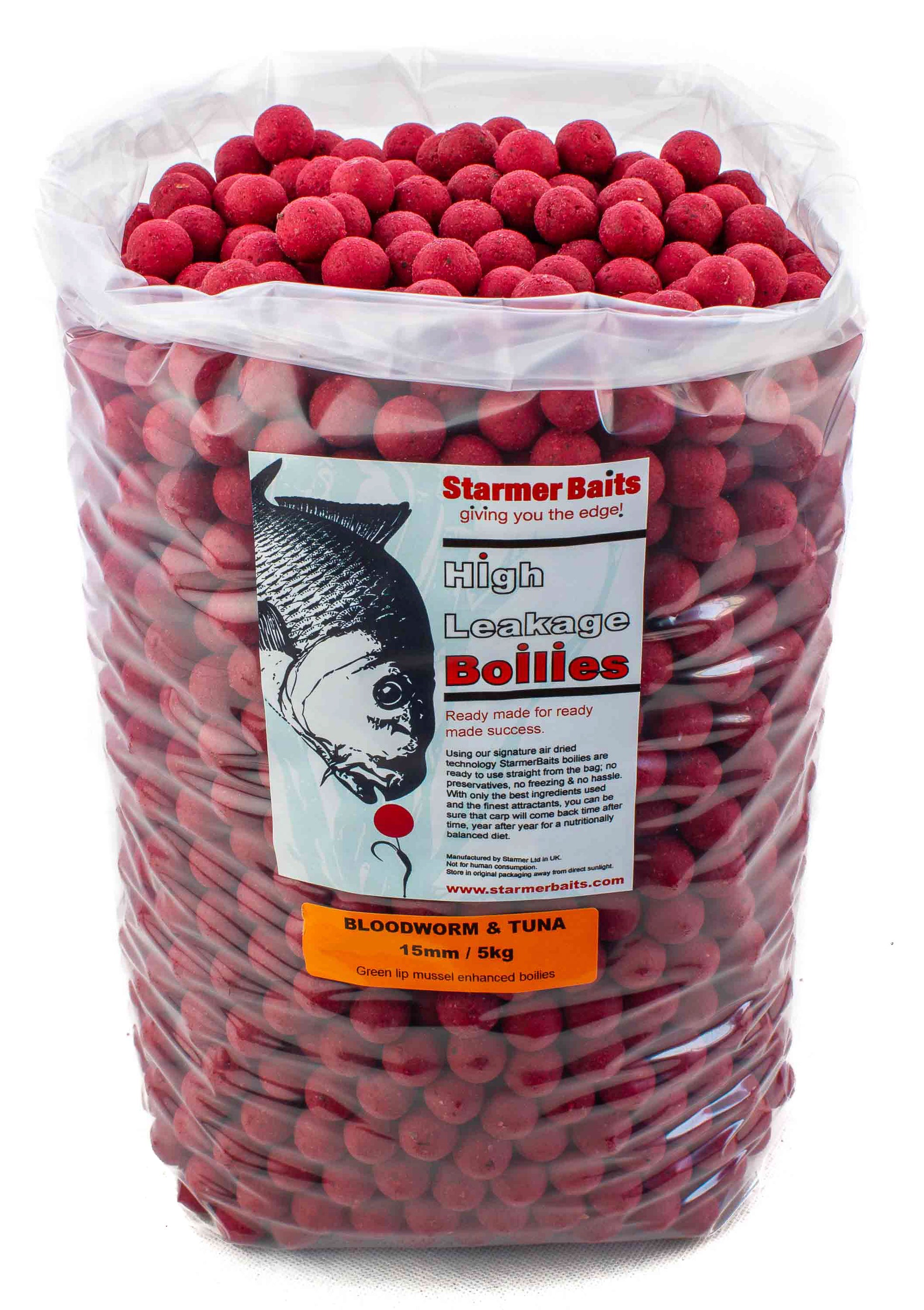 Bloodworm & tuna boilies 15mm