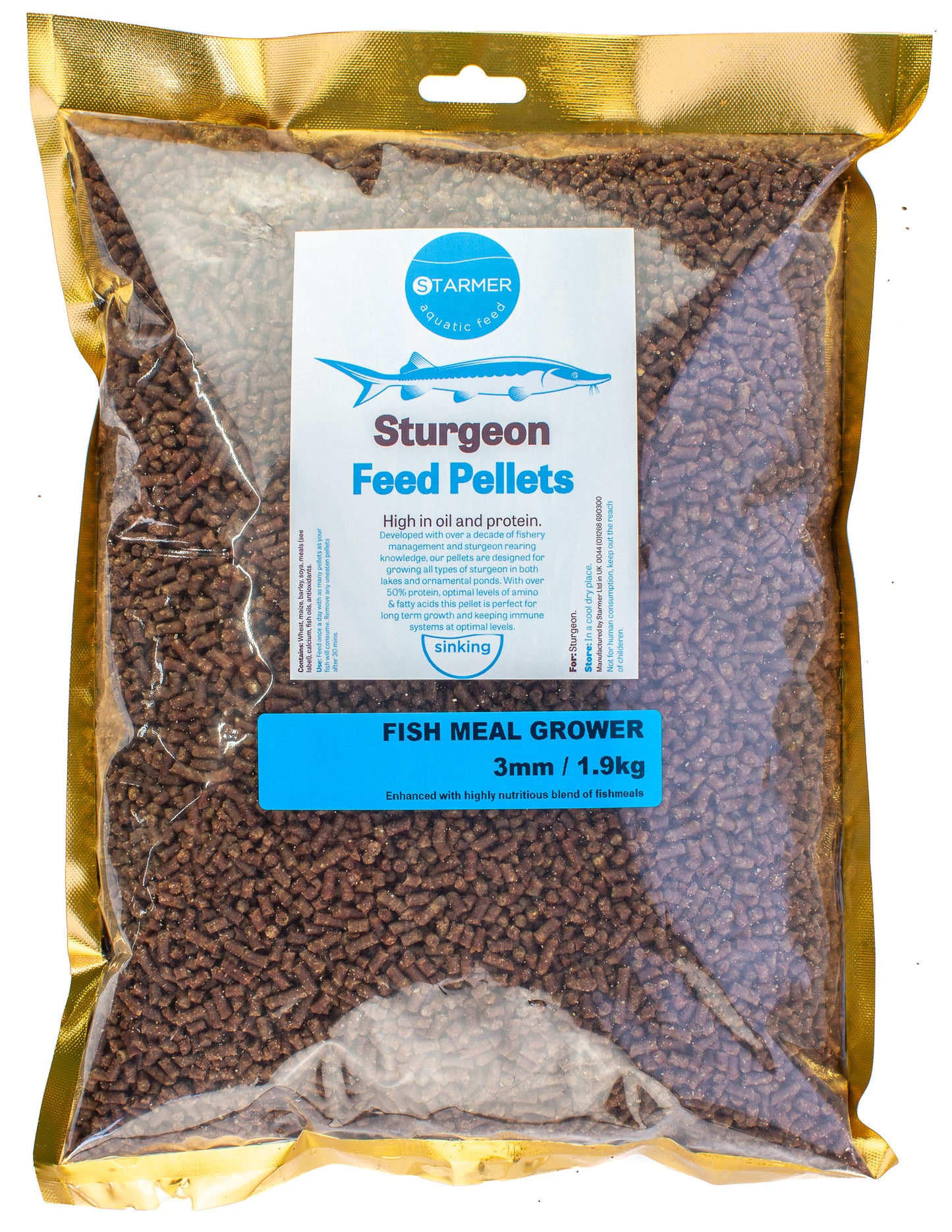 3mm FISHMEAL GROWER sturgeon pellets