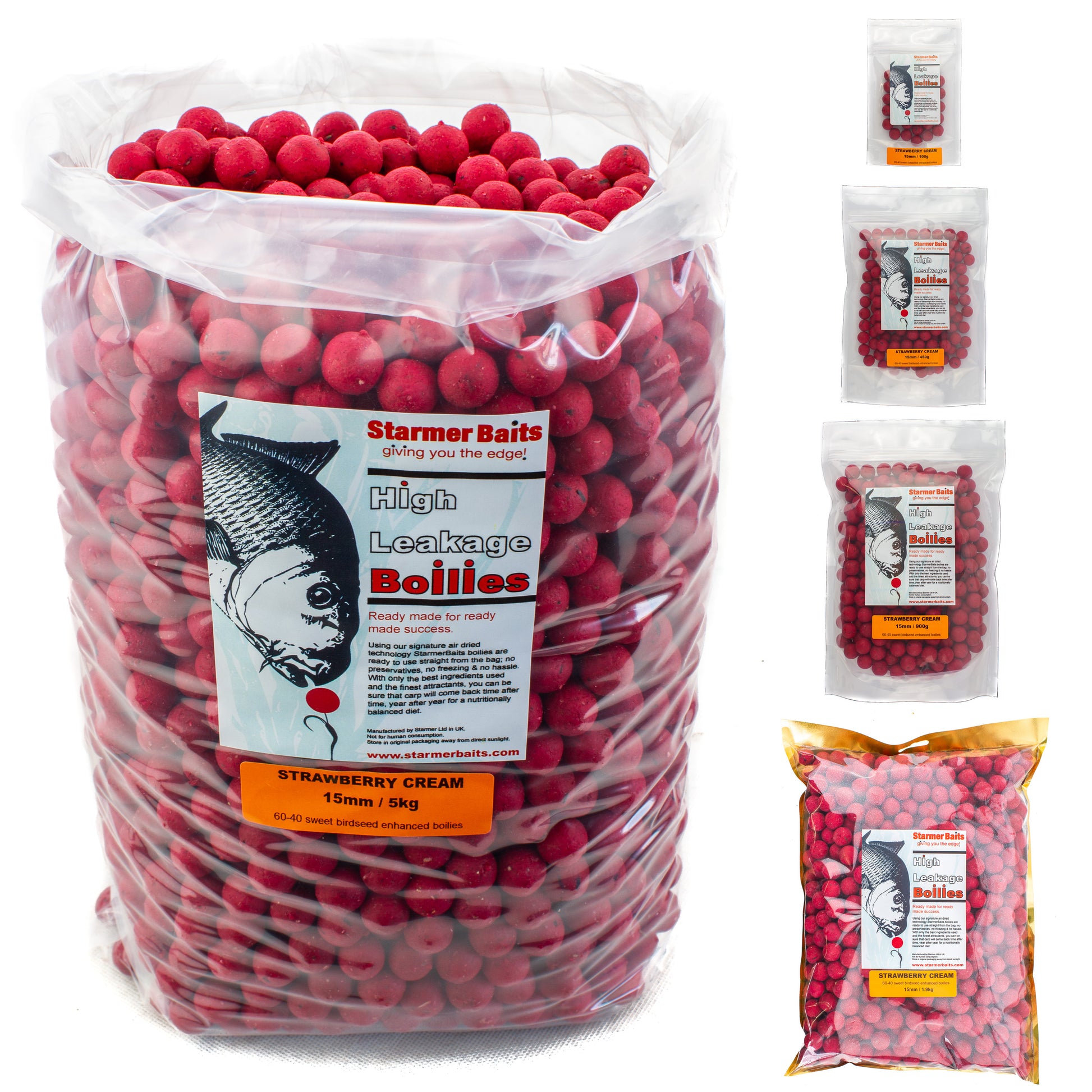 Strawberry cream boilies 15mm