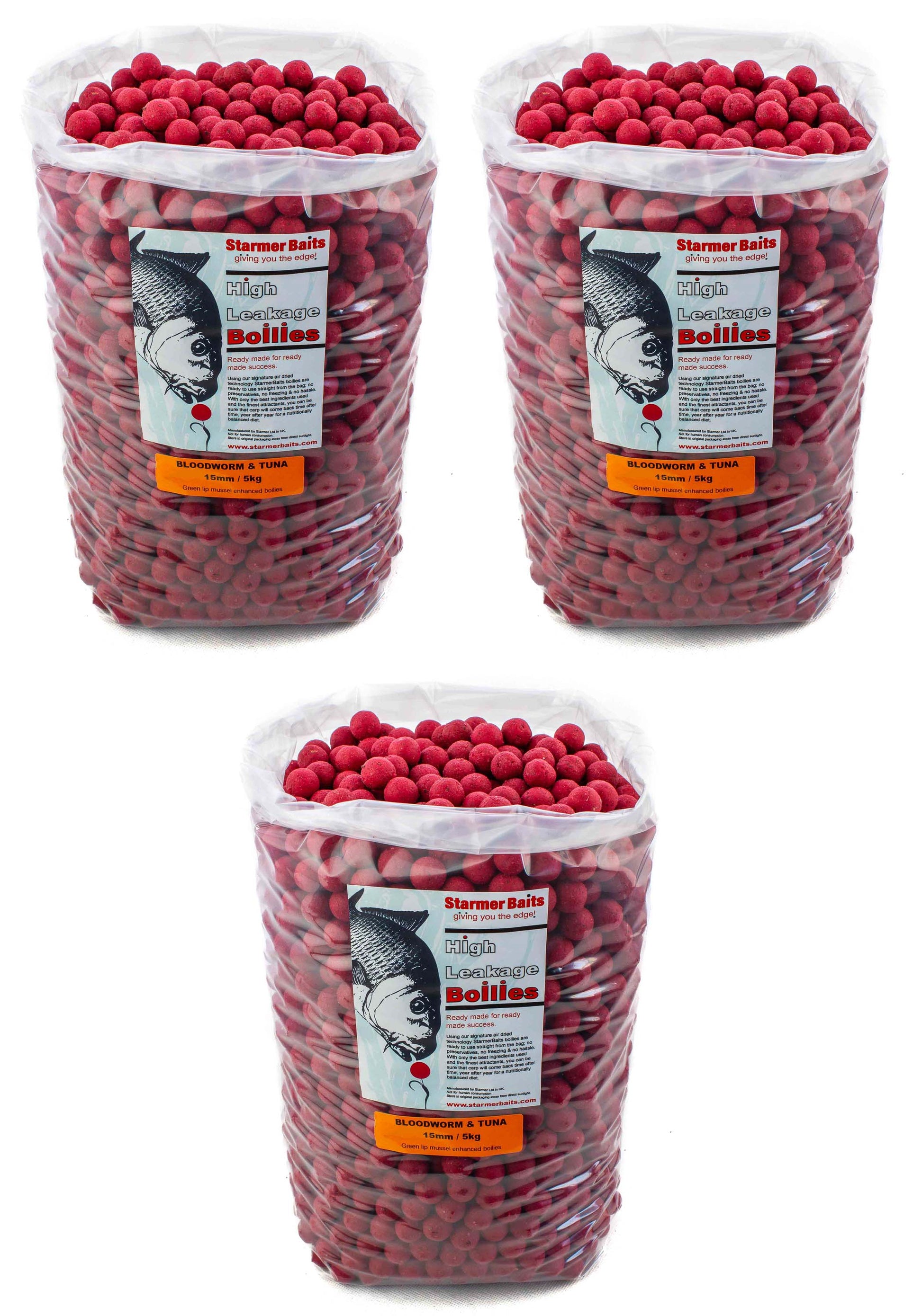Bloodworm & tuna boilies 15mm