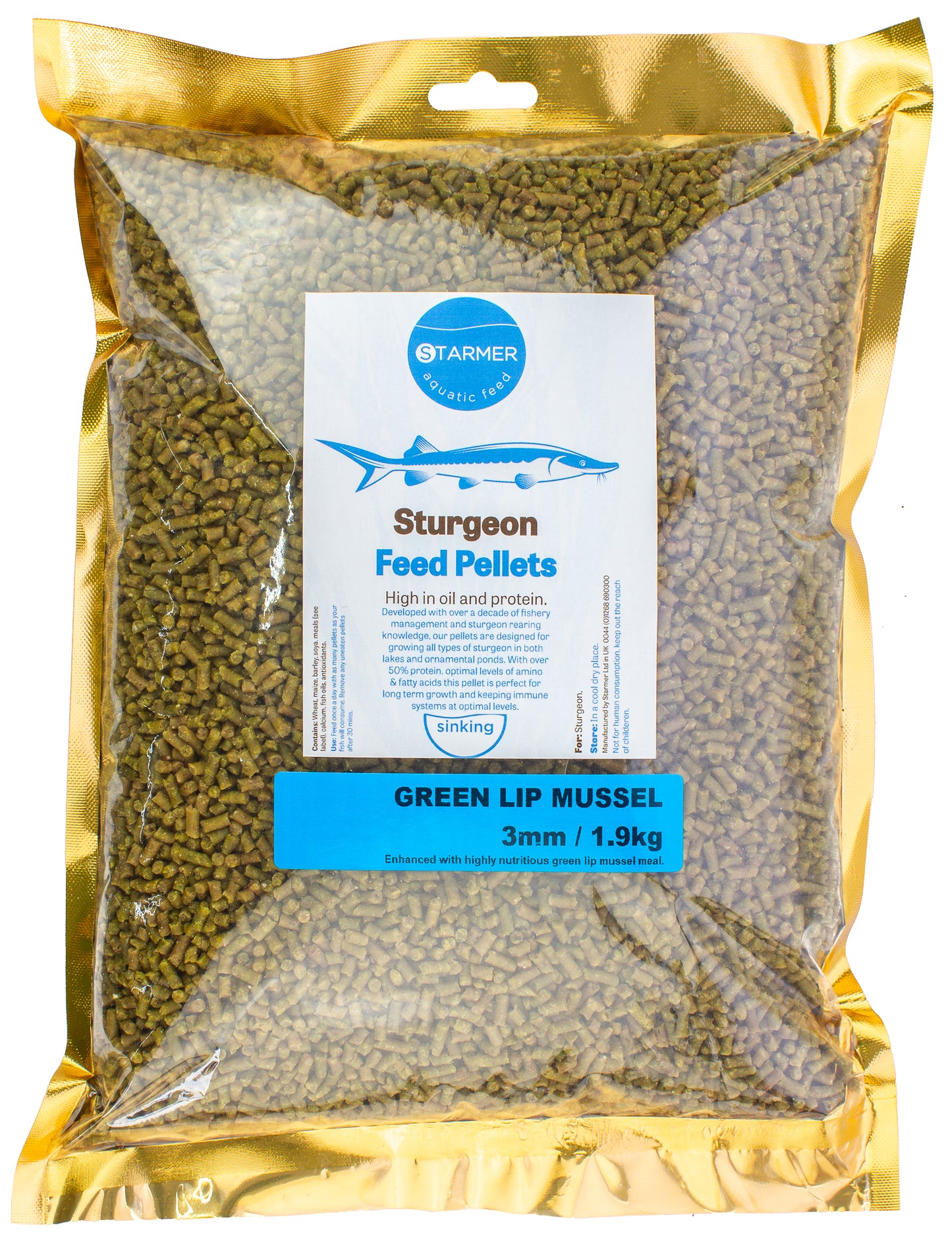 3mm GREEN LIP MUSSEL sturgeon pellets