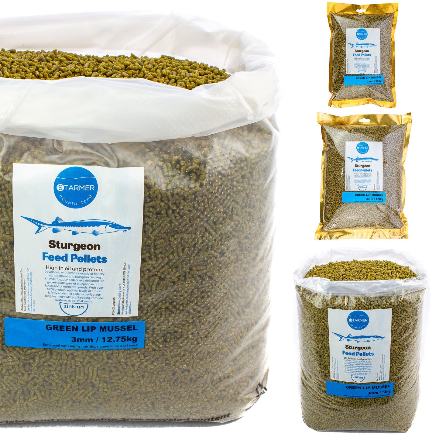 3mm GREEN LIP MUSSEL sturgeon pellets