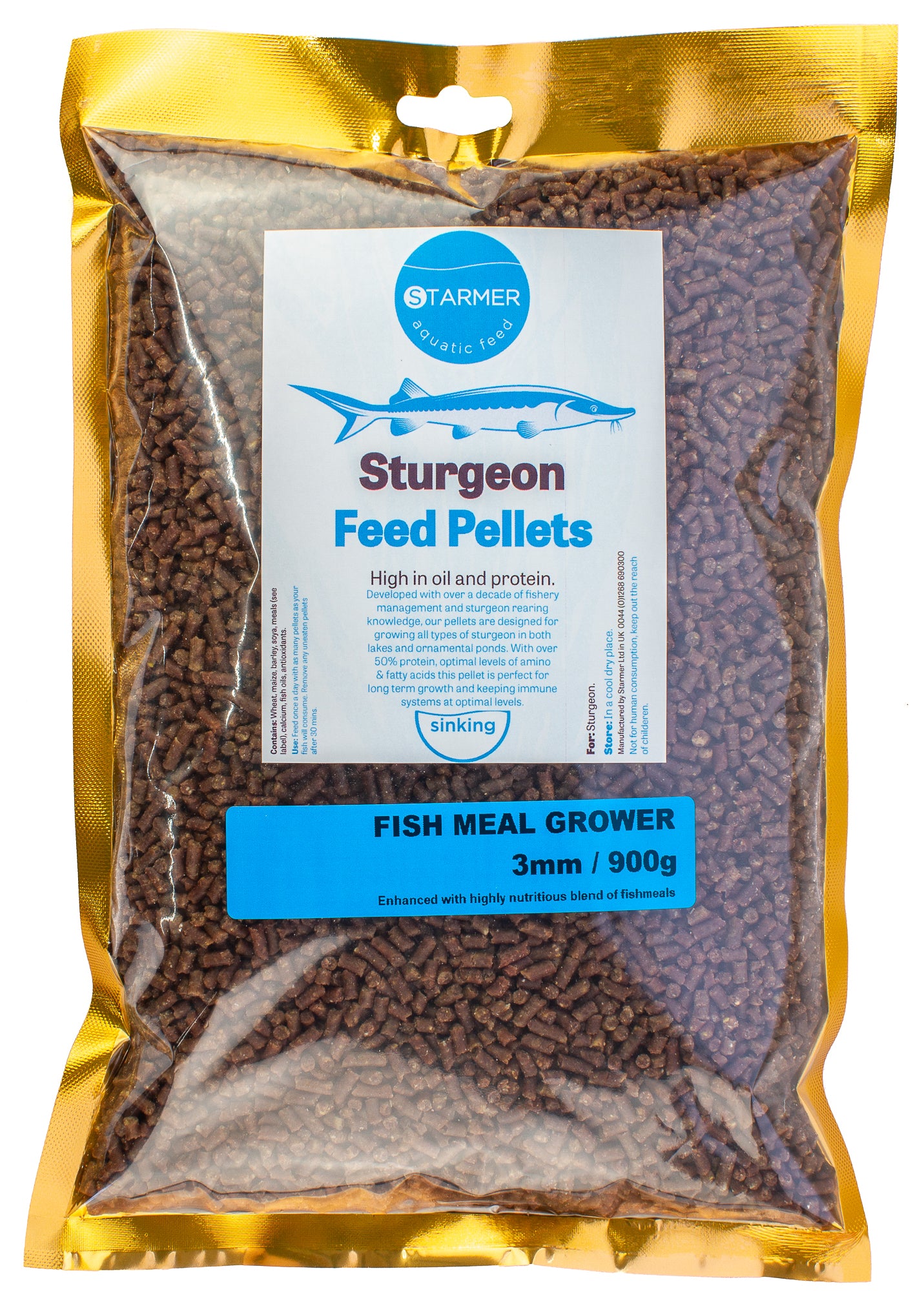 3mm FISHMEAL GROWER sturgeon pellets