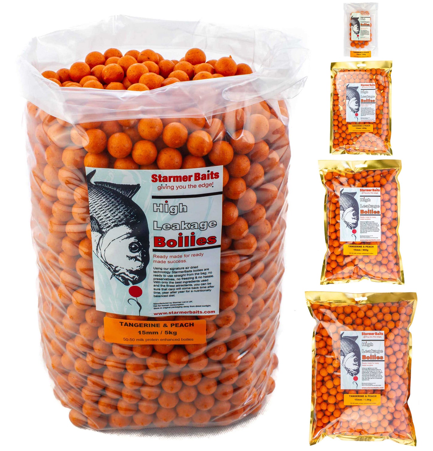 Tangerine & peach boilies 15mm