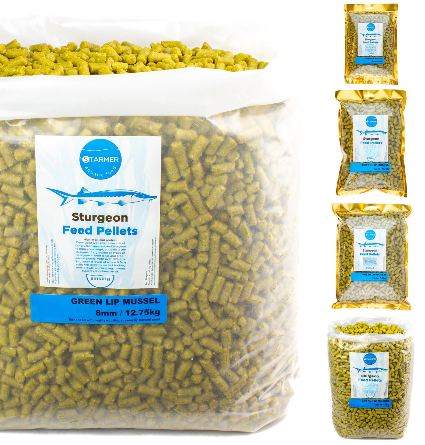 8mm GREEN LIP MUSSEL sturgeon pellets
