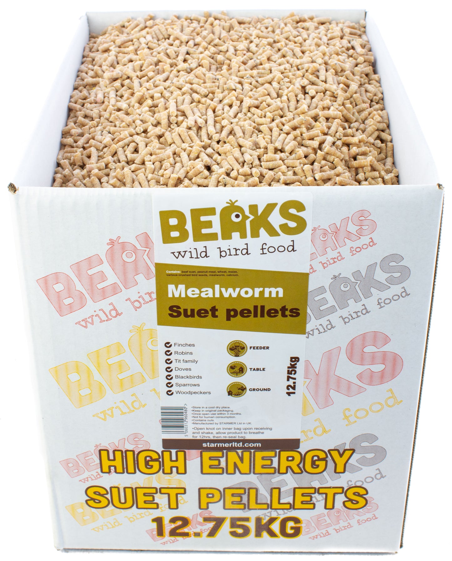 12.75kg MEALWORM high energy suet feed pellets for wild garden birds