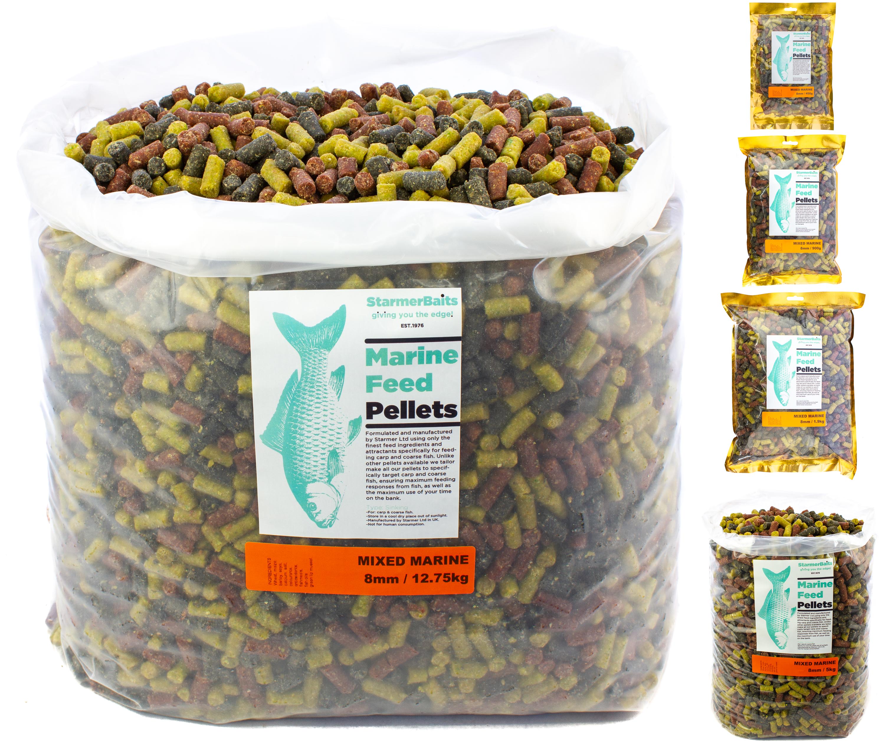 8mm Mixed marine high oil feed bulk pellets for carp & coarse fishing ...